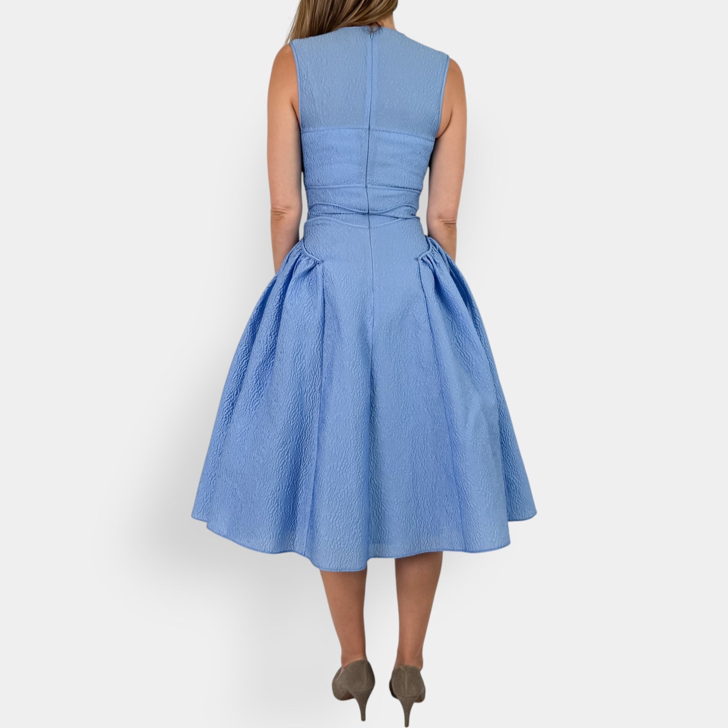 Rachel Gilbert Light Blue Sophia Crepe Midi Dress 1 ~ AU8 [NEW]