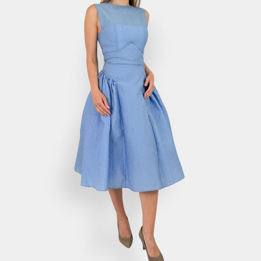Rachel Gilbert Light Blue Sophia Crepe Midi Dress 1 ~ AU8 [NEW]