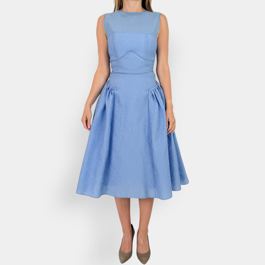 Rachel Gilbert Light Blue Sophia Crepe Midi Dress 1 ~ AU8 [NEW]