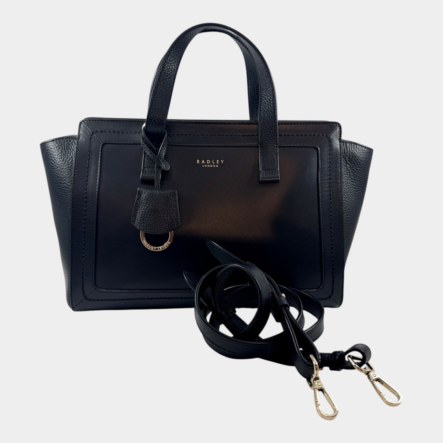 Radley London Black Leather Zip Top Marston Mews Satchel Bag
