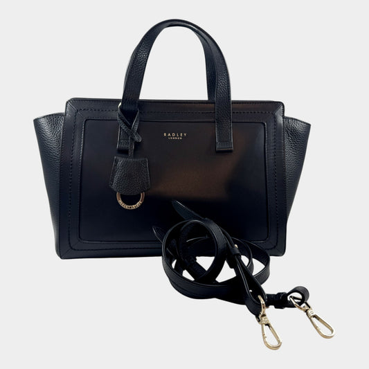 Radley London Black Leather Zip Top Marston Mews Satchel Bag
