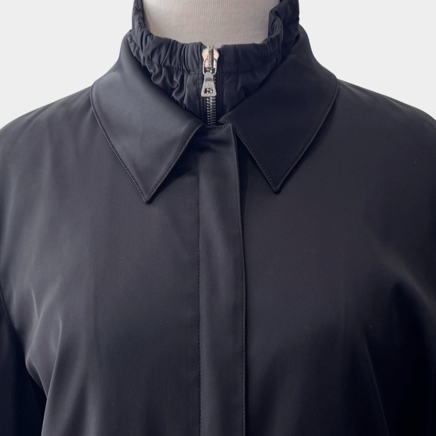 Prada Y2K Black Double Layer Nylon Coat IT42 ~ AU8-10 [ART 28 X 054]