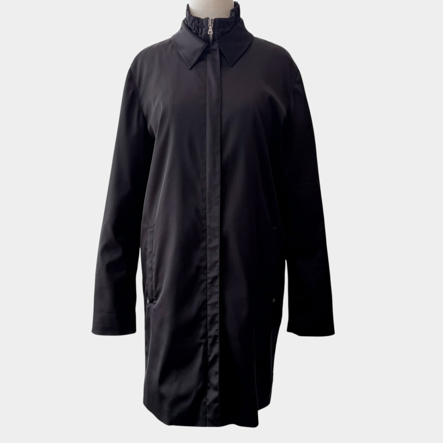 Prada Y2K Black Double Layer Nylon Coat IT42 ~ AU8-10 [ART 28 X 054]