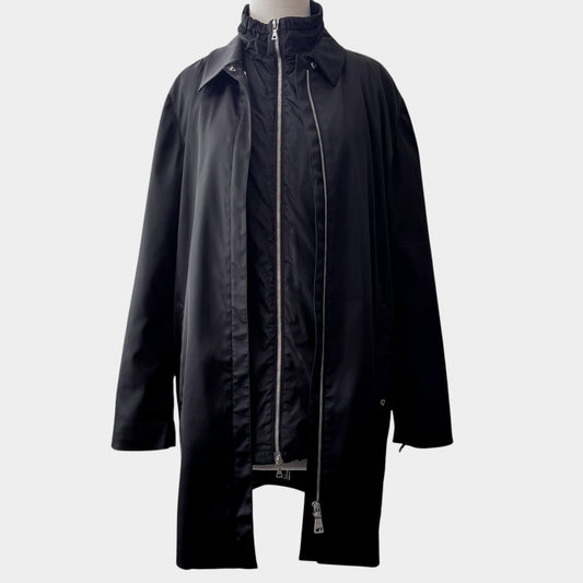 Prada Y2K Black Double Layer Nylon Coat IT42 ~ AU8-10 [ART 28 X 054]