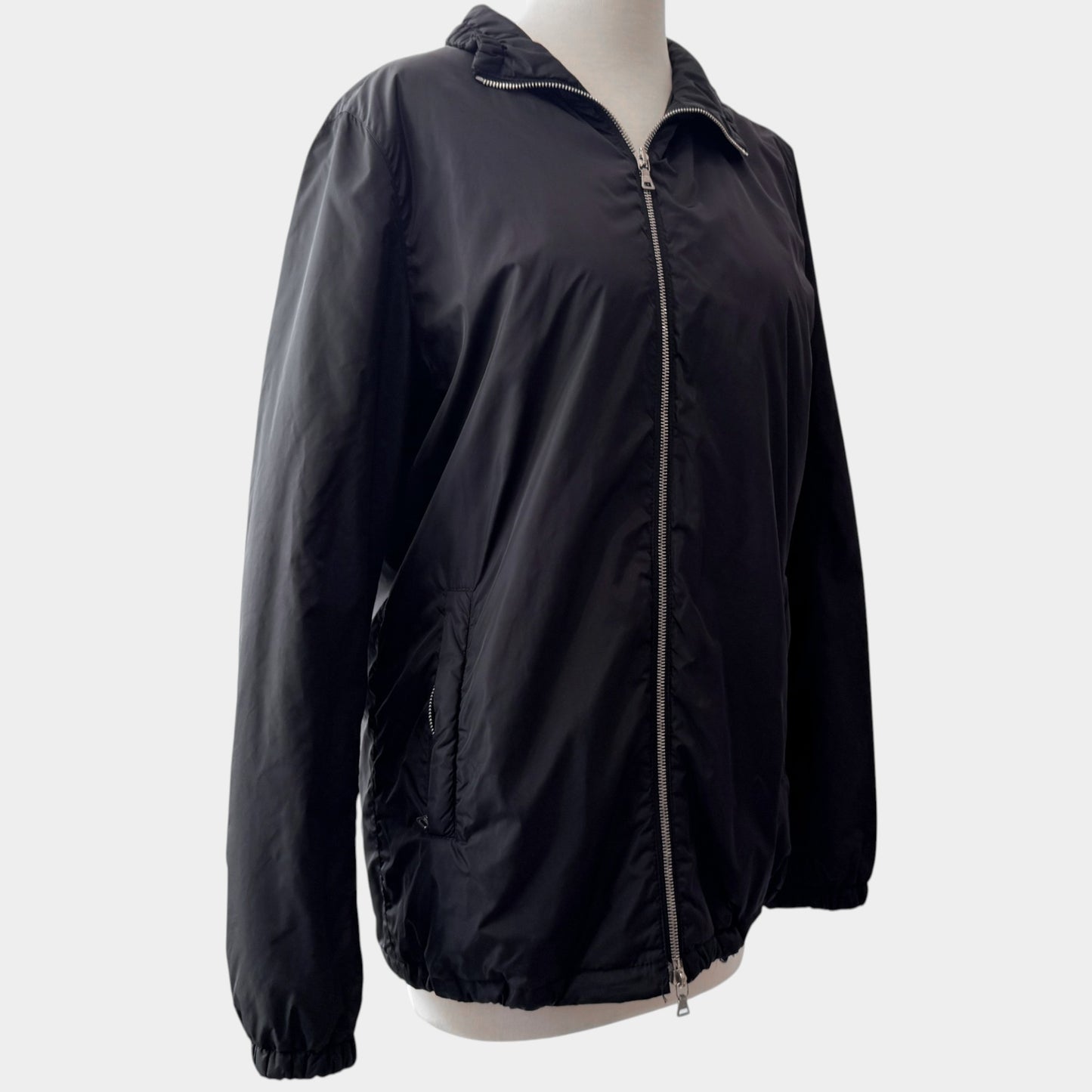 Prada Y2K Black Double Layer Nylon Coat IT42 ~ AU8-10 [ART 28 X 054]