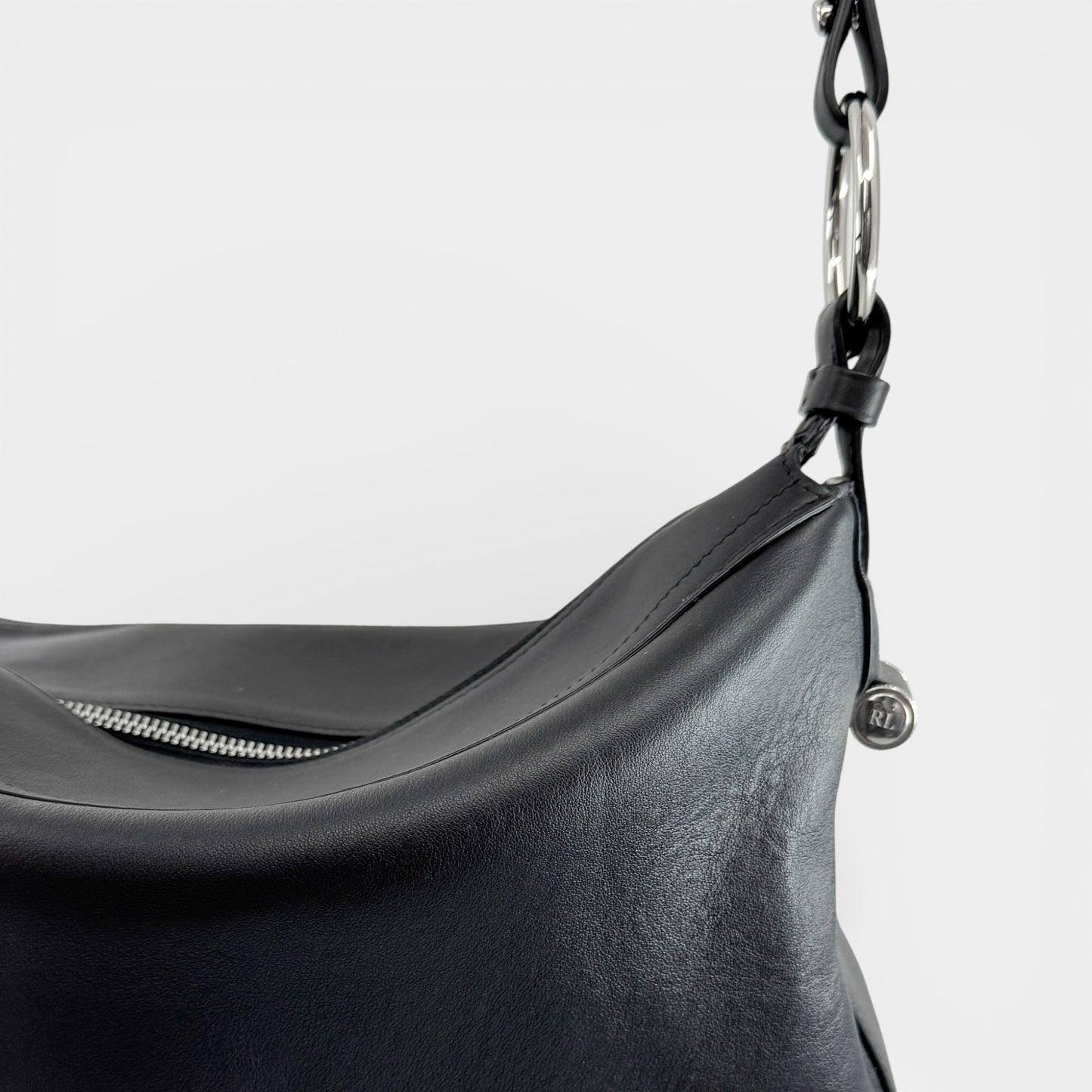 Ralph Lauren Collection Black Leather Bridle Shoulder Bag