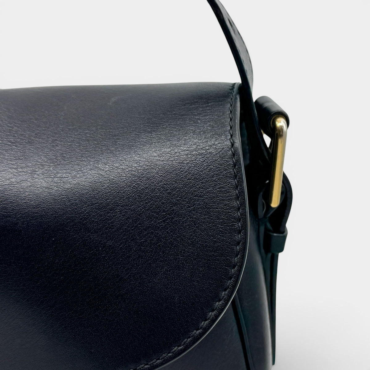 Ralph Lauren Black Leather Ricky Flap 70s Style Saddle Crossbody Bag