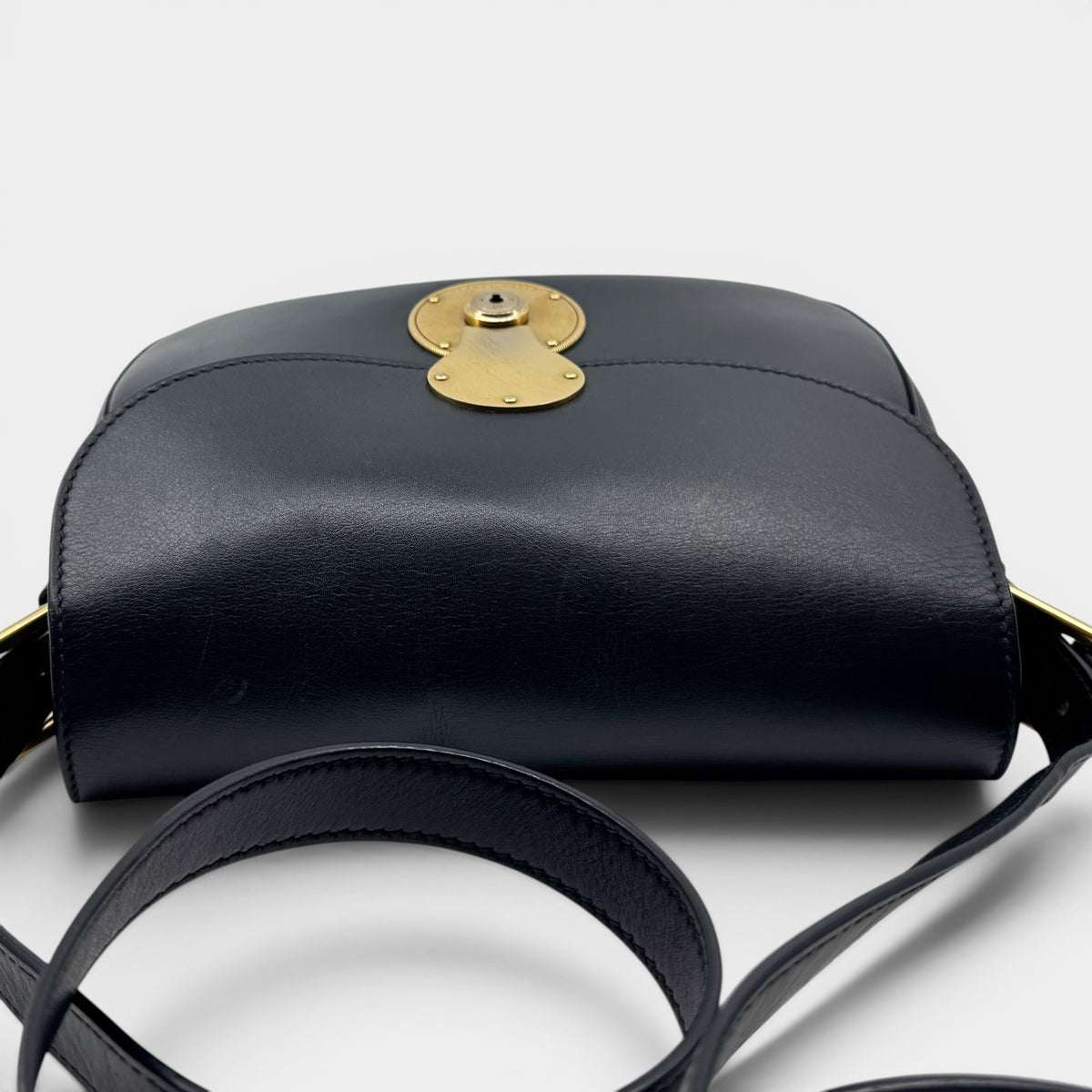 Ralph Lauren Black Leather Ricky Flap 70s Style Saddle Crossbody Bag