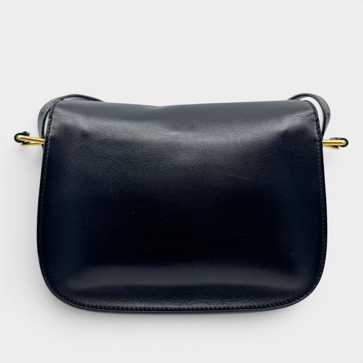 Ralph Lauren Black Leather Ricky Flap 70s Style Saddle Crossbody Bag
