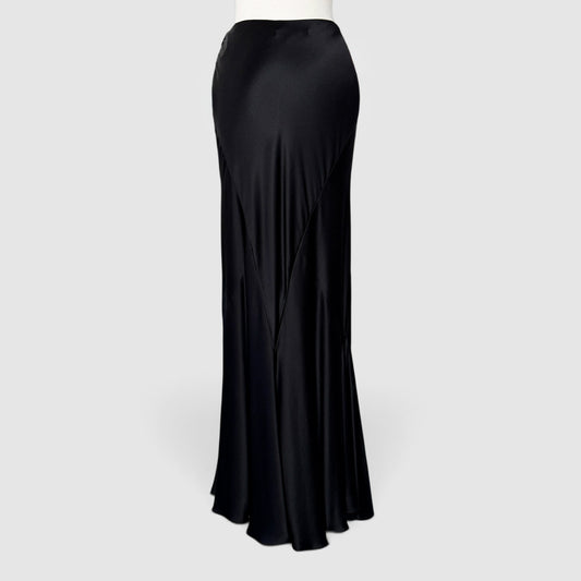 Ralph Lauren Collection Black Silk Satin Maxi Skirt US4-6 ~ AU8-10