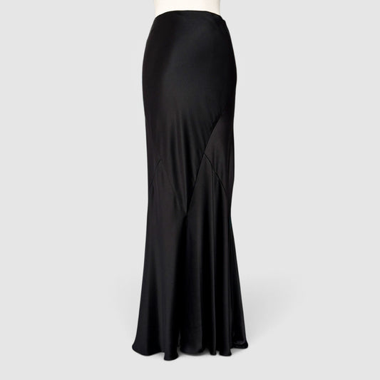 Ralph Lauren Collection Black Silk Satin Maxi Skirt US4-6 ~ AU8-10