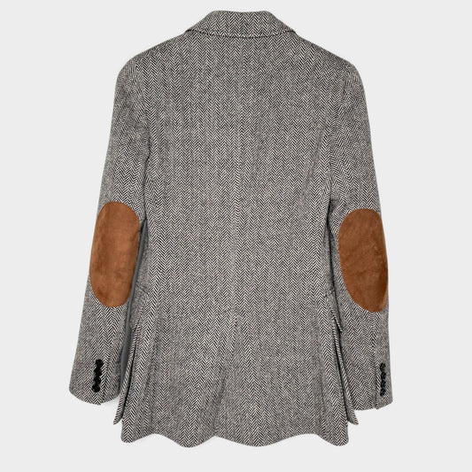 Studio61 Preloved Boutique Sydney Ralph Lauren Preston herringbone wool tweed jacket with brown lamb suede elbow patches