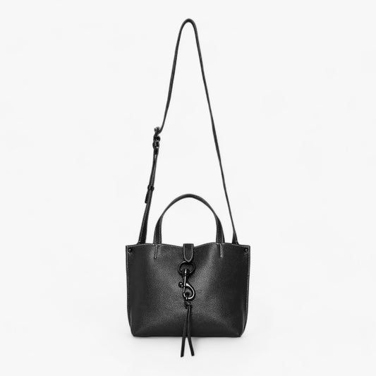 Rebecca Minkoff Black Mini Megan Leather Tote Crossbody Bag