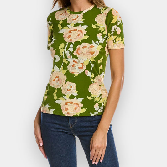 Rebecca Taylor Wild Peony Mesh Green Floral Top Large ~ AU12-14 [NEW]