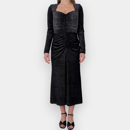 Rebecca Vallance Black Metallic Sparkly Moon River Midi Dress ~ AU10