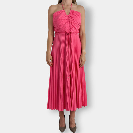 Rebecca Vallance 'Rosa' Pleated Halter Neck Midi Dress AU12 ~ US8