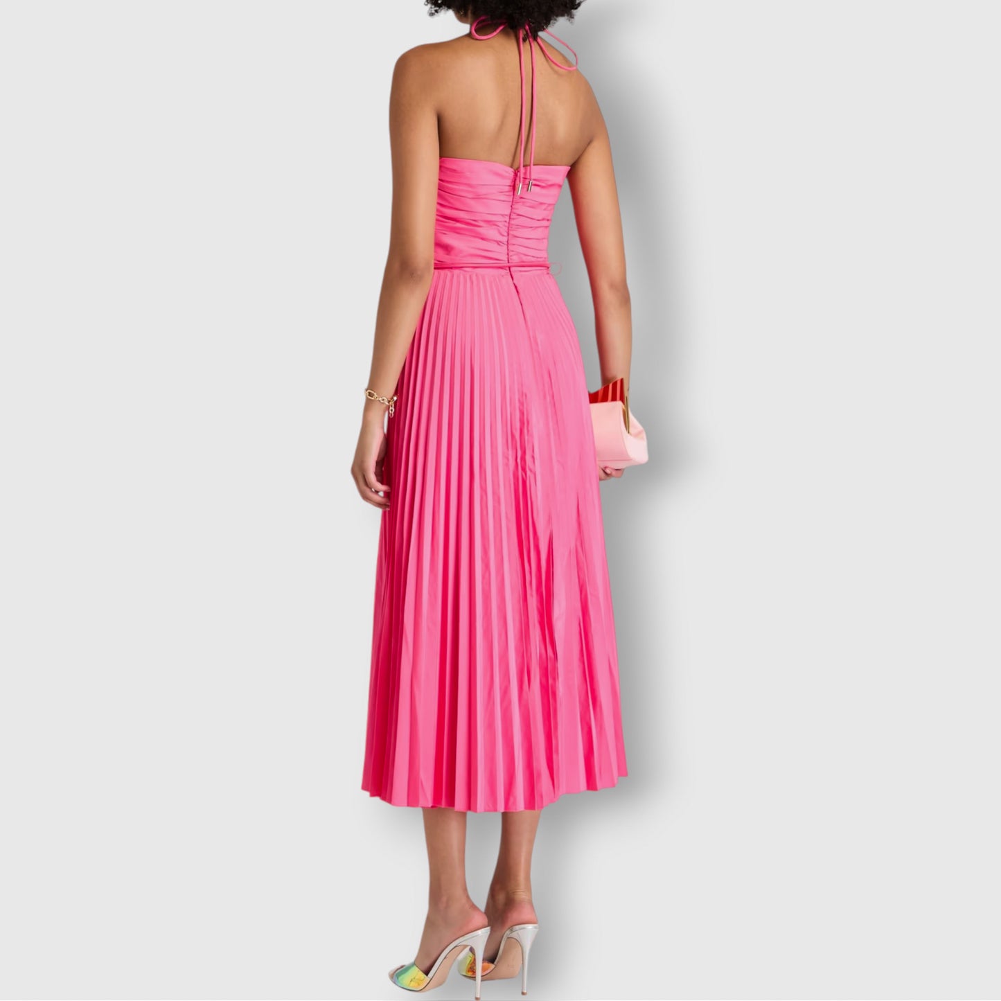 Rebecca Vallance 'Rosa' Pleated Halter Neck Midi Dress AU12 ~ US8