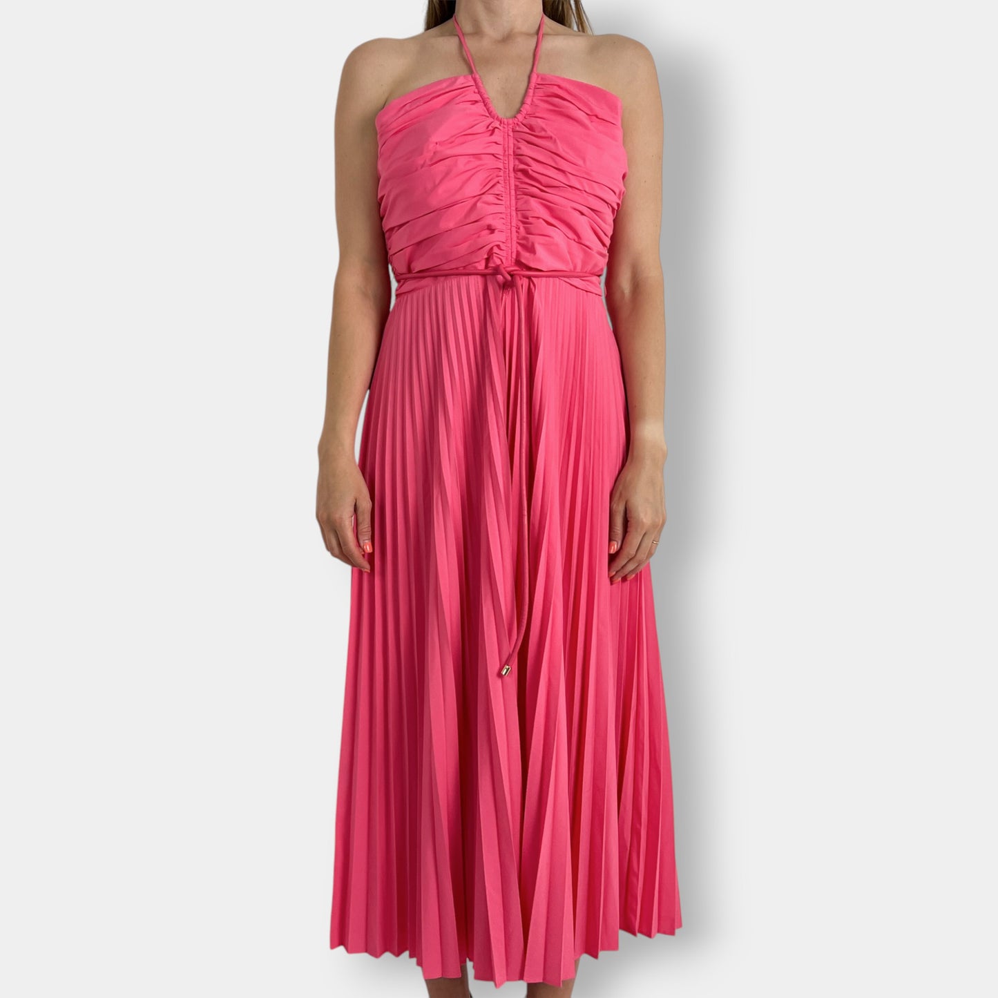 Rebecca Vallance 'Rosa' Pleated Halter Neck Midi Dress AU12 ~ US8