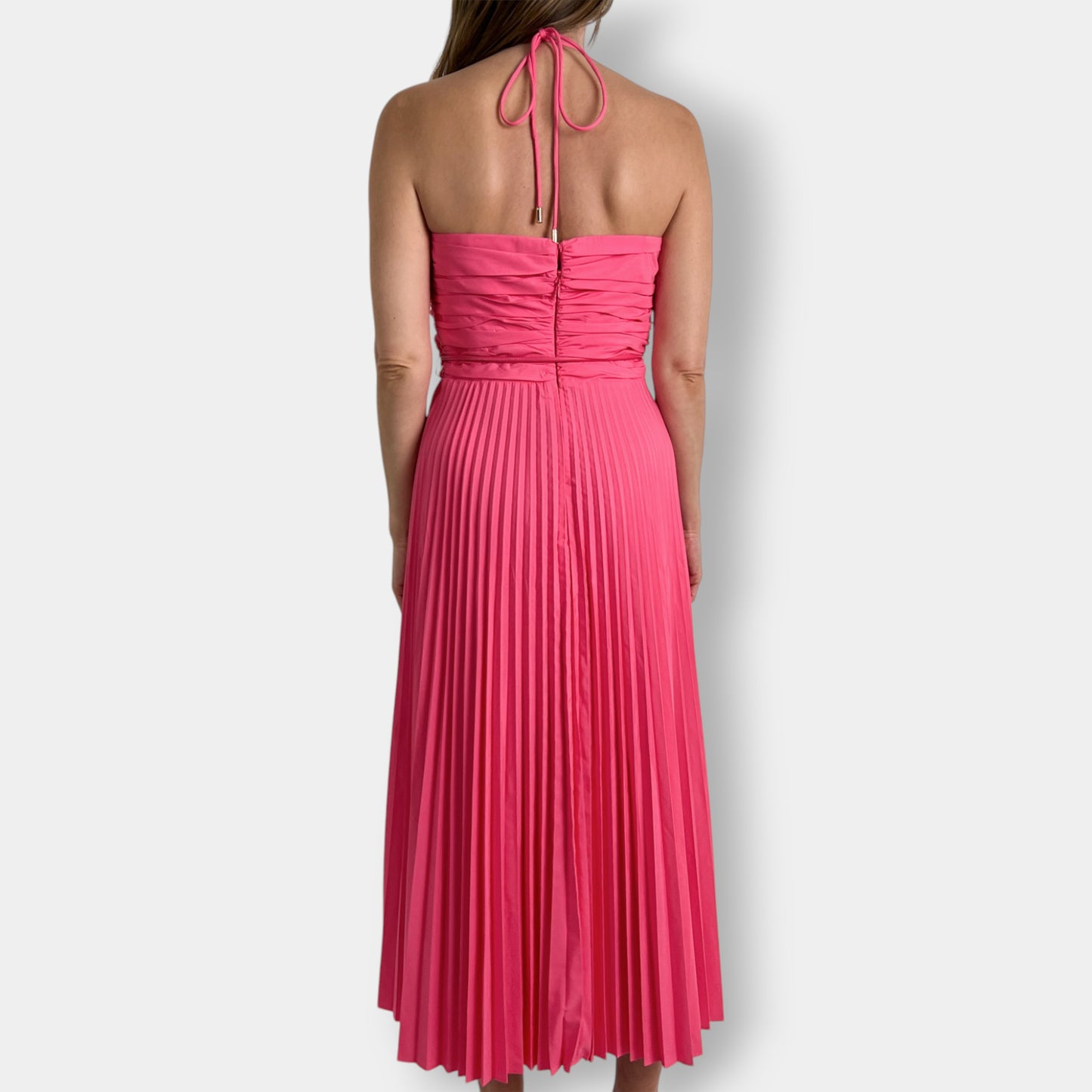 Rebecca Vallance 'Rosa' Pleated Halter Neck Midi Dress AU12 ~ US8