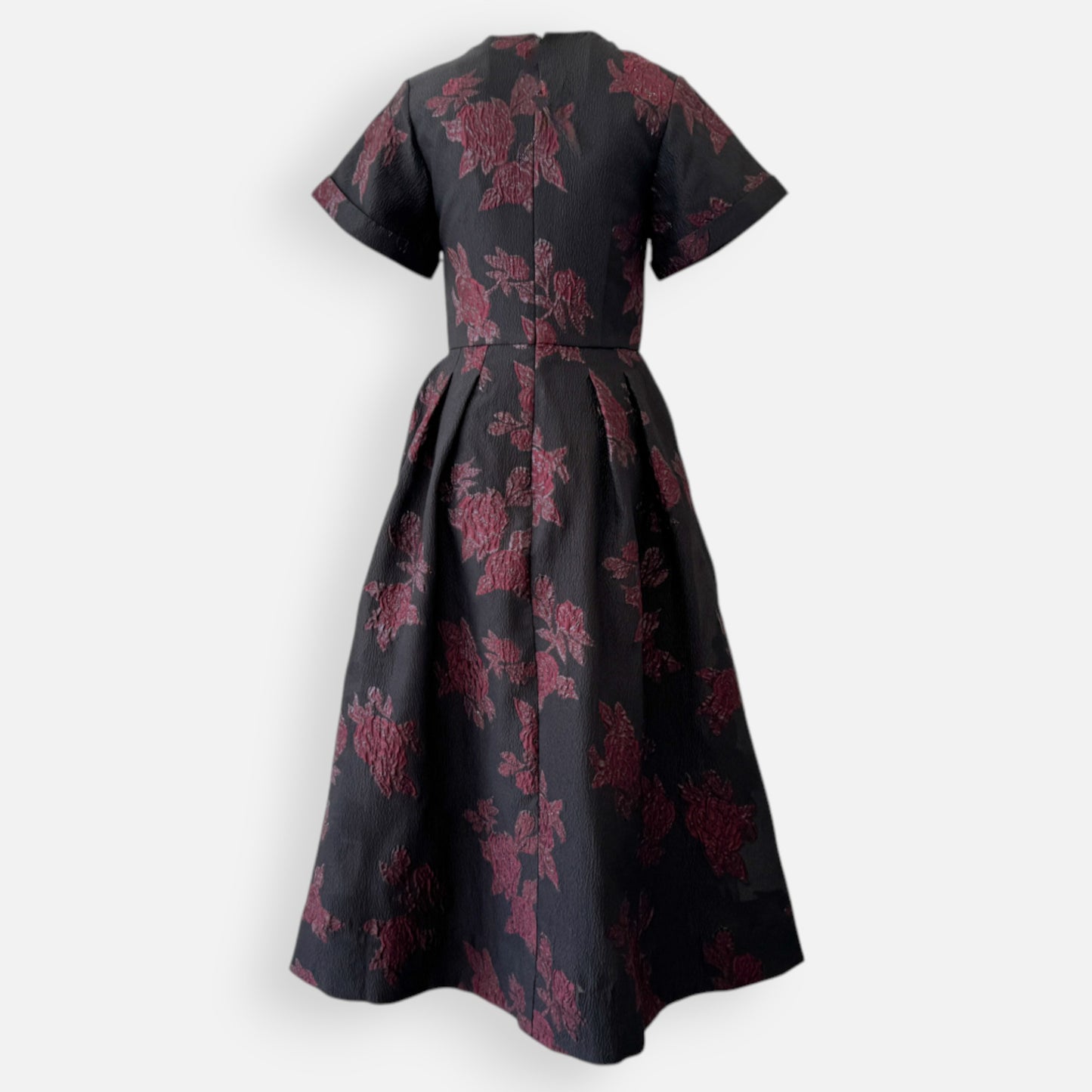 Rebecca Vallance Burgundy Floral Jacquard Florentina Midi Dress AU10 [NEW]