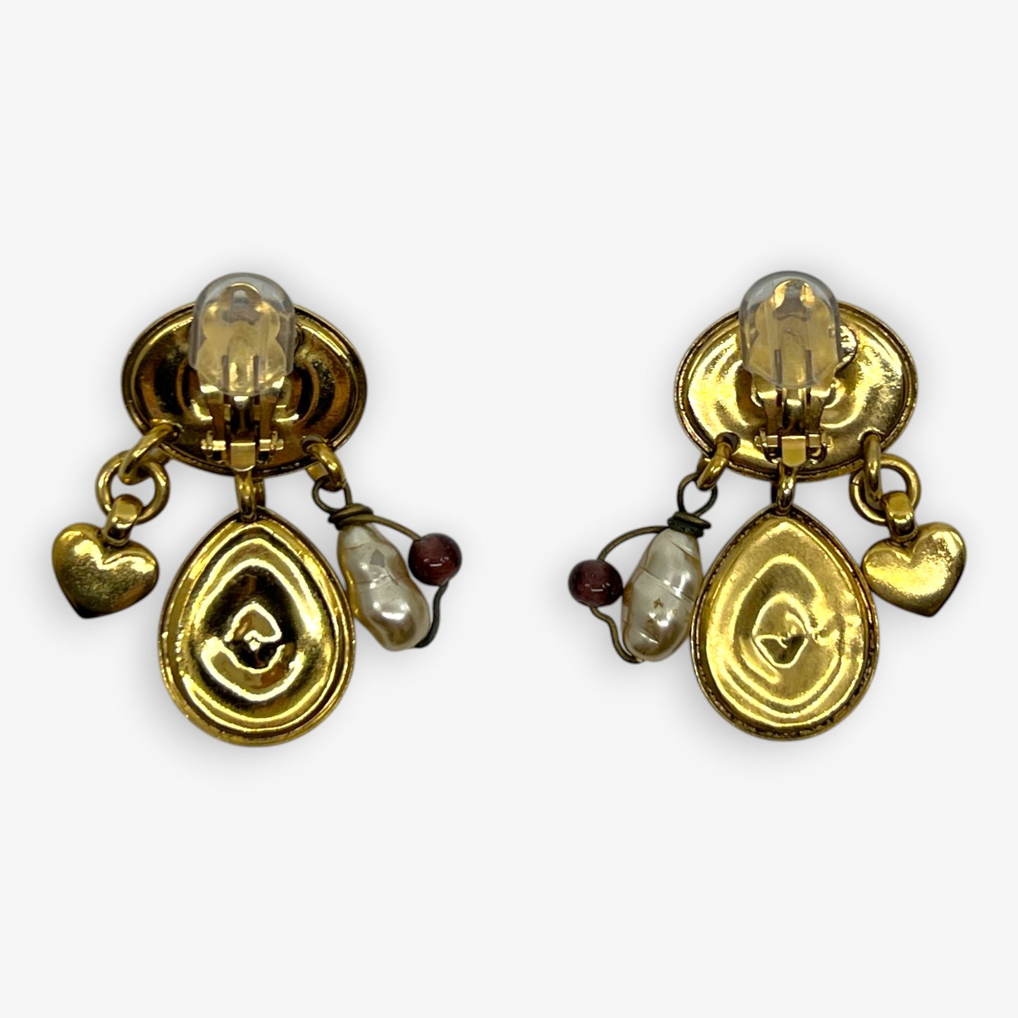 Zoe Coste Reminiscence Paris Vintage Gold Plated Faux Pearl & Crystal Clip On Earrings