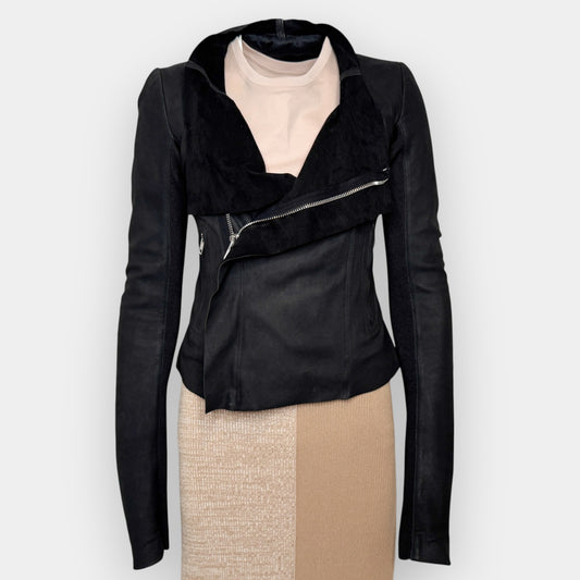 Rick Owens Black Leather Hollywood Waterfall Biker Jacket AU10 ~ Med (fits AU8-10)