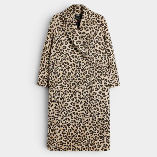 River Island Brown Brown Leopard Longline Coat AU18 (Also Fits AU16)