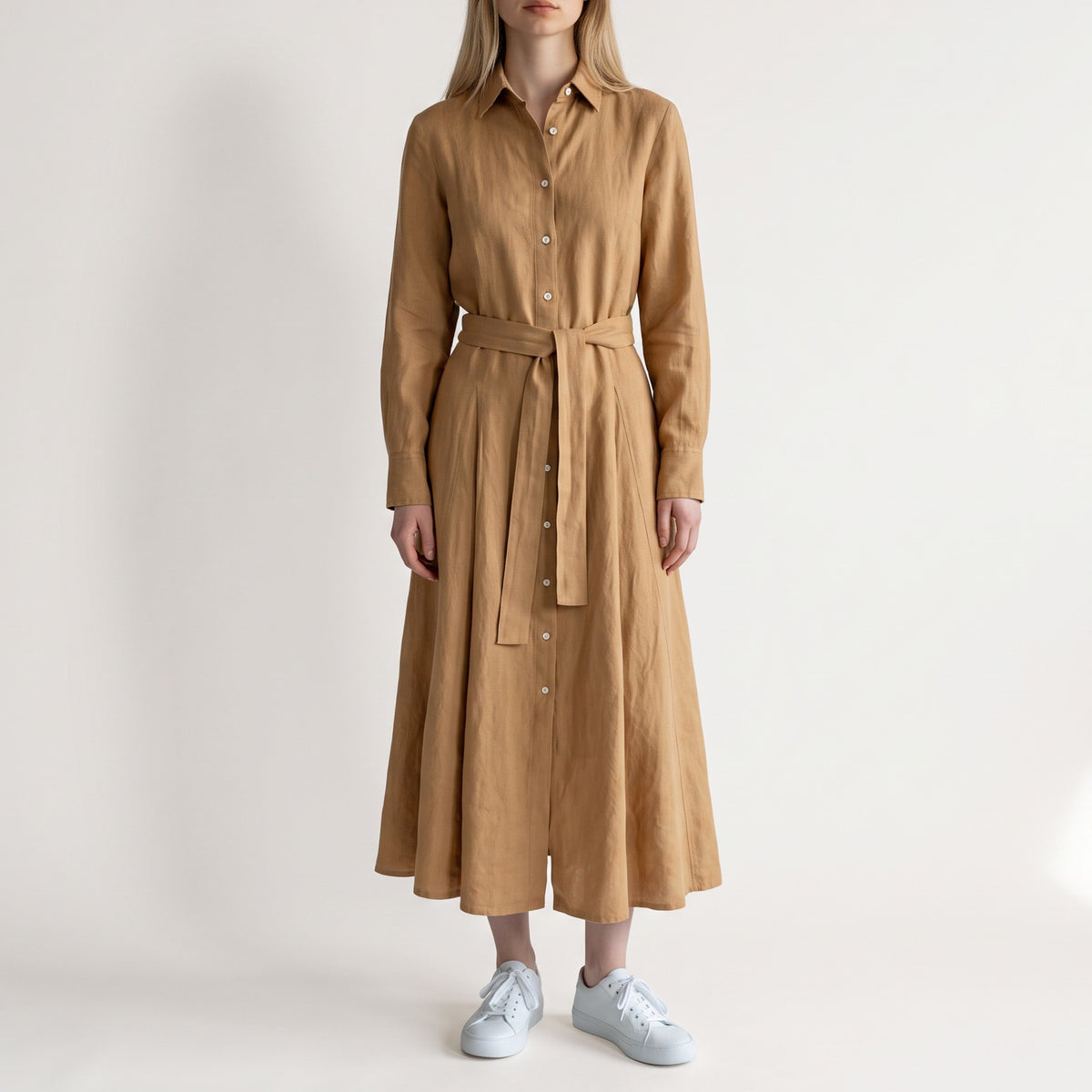 Polo Ralph Lauren Camel Tan Linen Self-Tie Shirtdress US4 ~ AU8-10 [NEW]