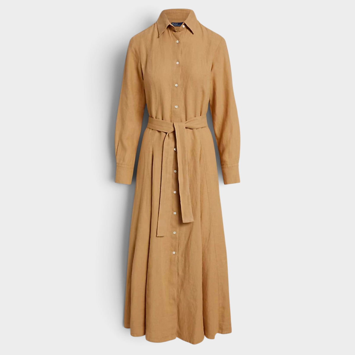 Polo Ralph Lauren Camel Tan Linen Self-Tie Shirtdress US4 ~ AU8-10 [NEW]
