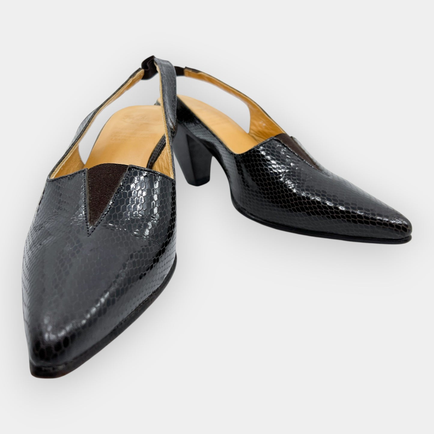 R.M. Williams Dark Brown Leather Slingback Shoes AU7.5 ~ EU38.5