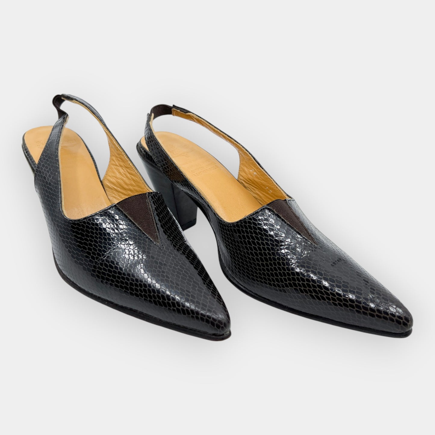 R.M. Williams Dark Brown Leather Slingback Shoes AU7.5 ~ EU38.5