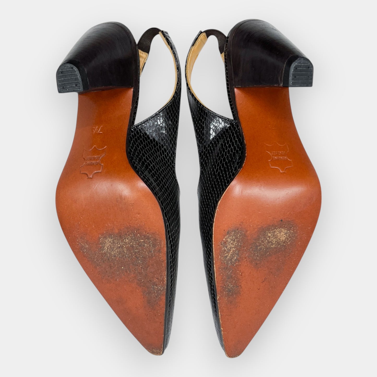 R.M. Williams Dark Brown Leather Slingback Shoes AU7.5 ~ EU38.5