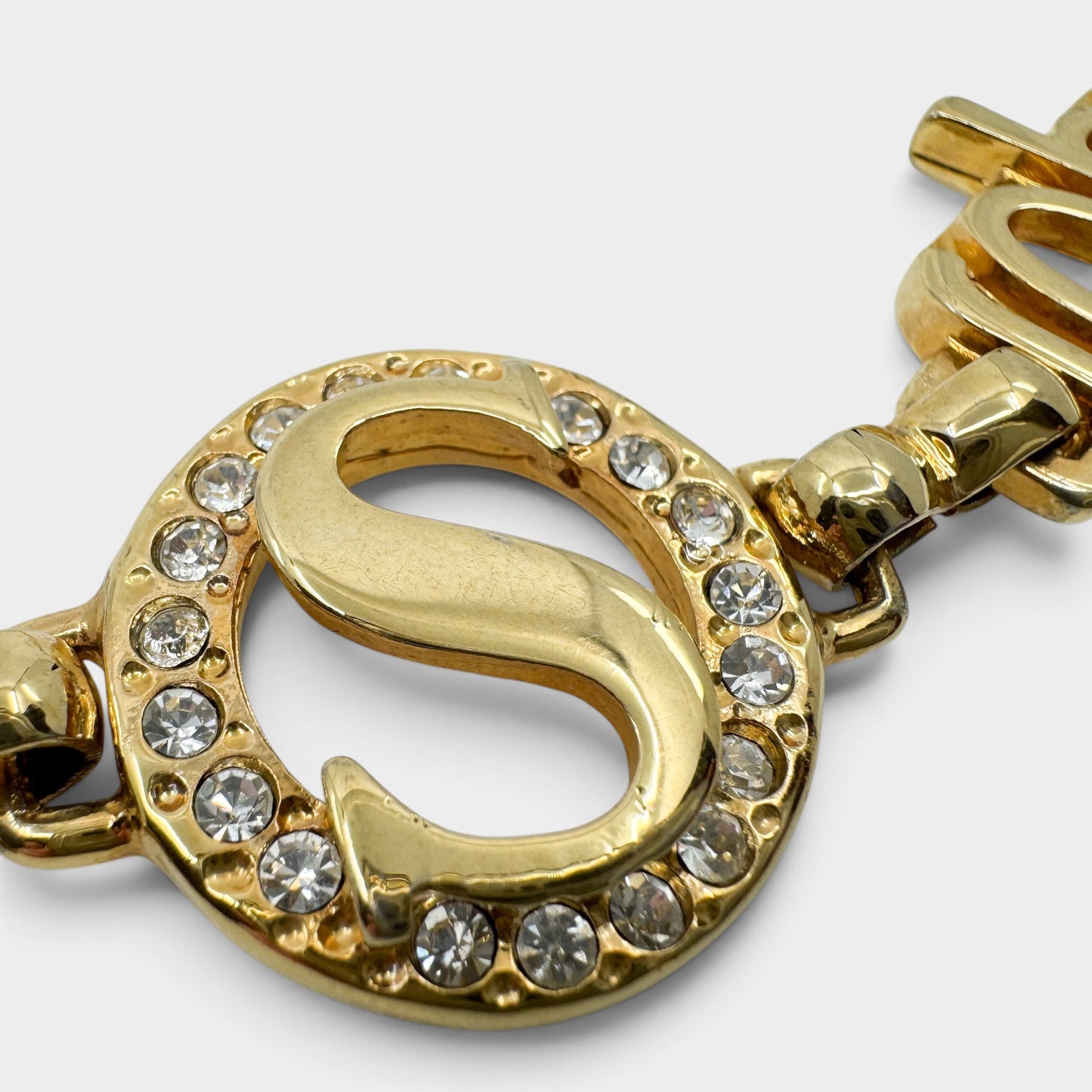 Roberto Cavalli Class Gold Tone Metal & Crystal Chain Belt [Adjustable]