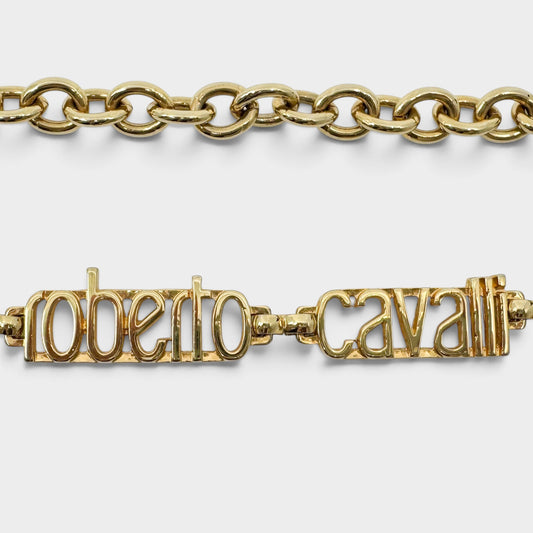 Roberto Cavalli Class Gold Tone Metal & Crystal Chain Belt [Adjustable]