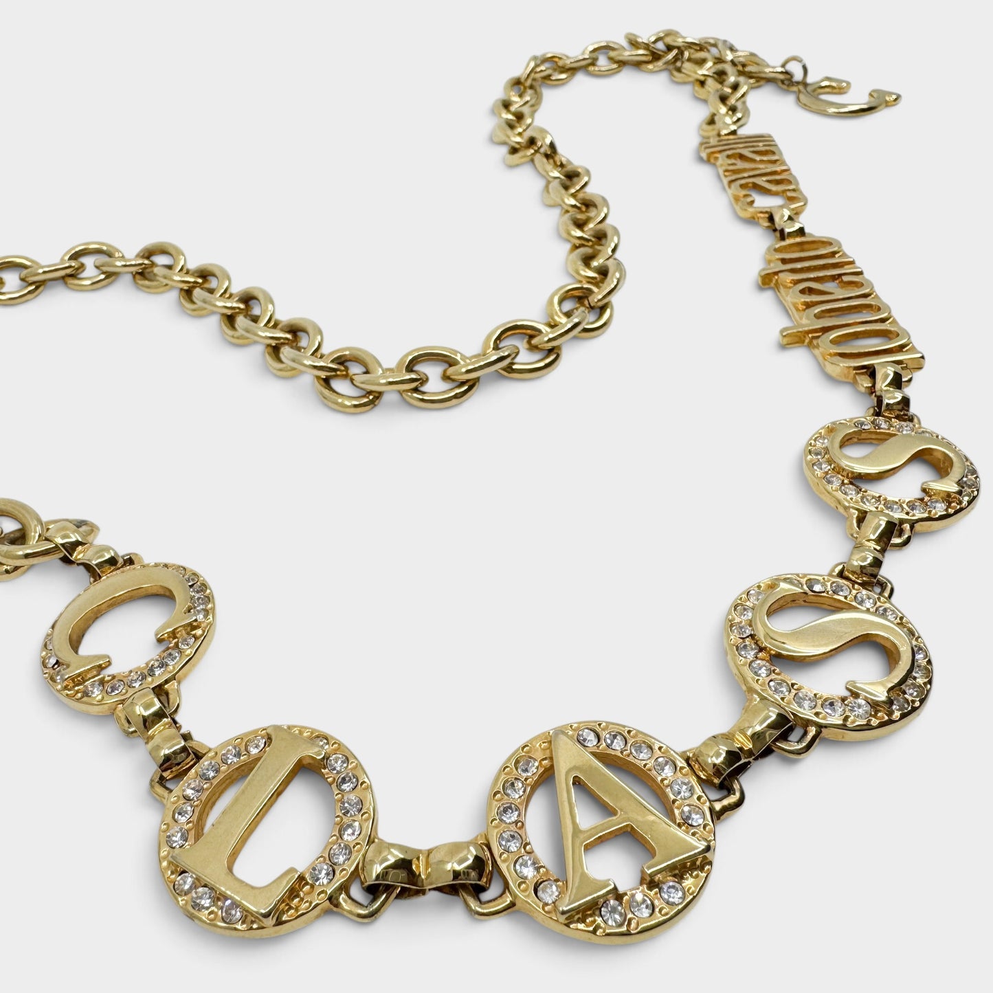Roberto Cavalli Class Gold Tone Metal & Crystal Chain Belt [Adjustable]
