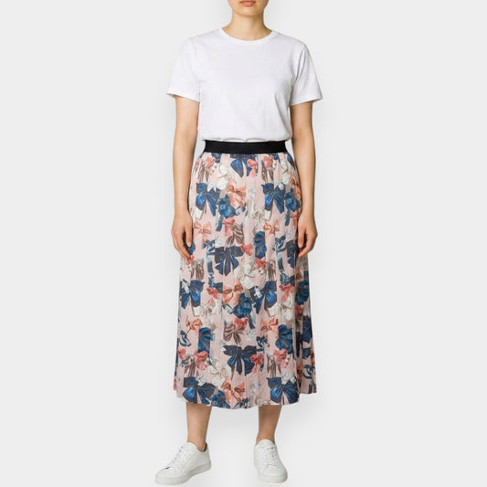 Romance Was Born Pink Blue Peek-A-Bow Pleated Skirt Large ~ AU14 [NEW]