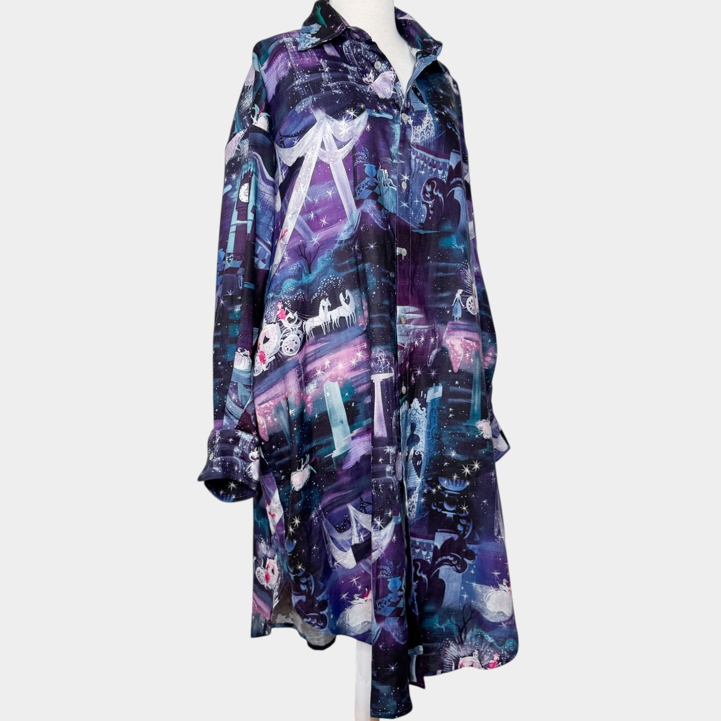 Romance Was Born Disney Purple Linen Shirt Dress Medium ~ Large ~ AU12-14-16 [NEW]
