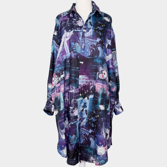 Romance Was Born Disney Purple Linen Shirt Dress Medium ~ Large ~ AU12-14-16 [NEW]