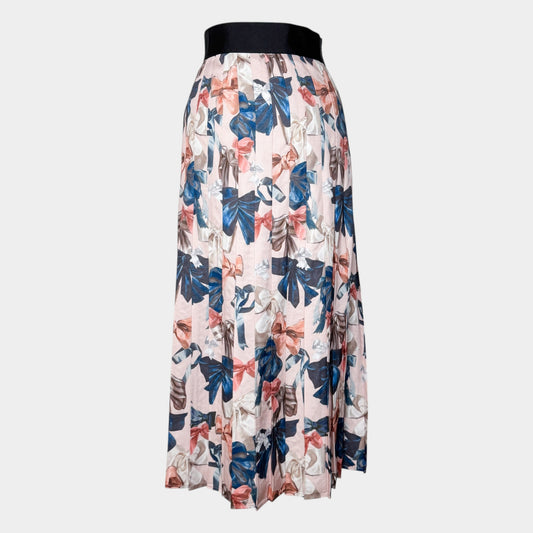 Romance Was Born Pink Blue Peek-A-Bow Pleated Skirt Large ~ AU14 [NEW]