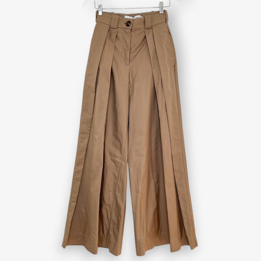 S.S. Daley Alexander Wide Leg Pleated Camel Khaki Pants AU8 [NEW]