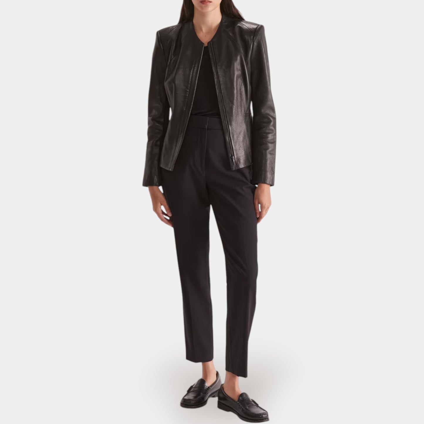 SABA Lila Black Soft Leather Jacket AU6 ~ Small