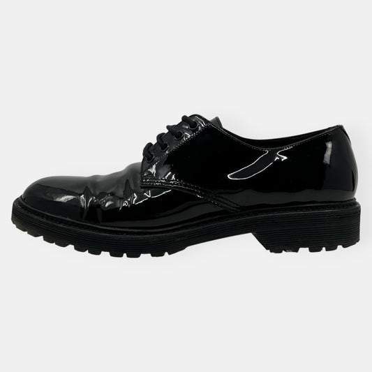 Saint Laurent Black Patent Leather Lace Up Brogue Shoes EU41 ~ AU10