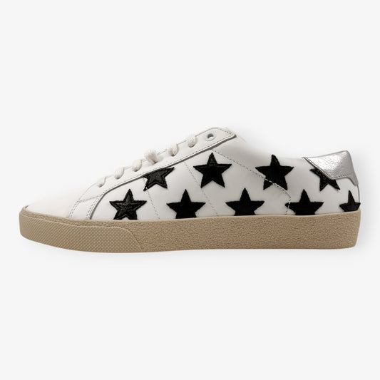 Saint Laurent Court Classic White Leather Black Star Sneakers EU41 ~ AU10