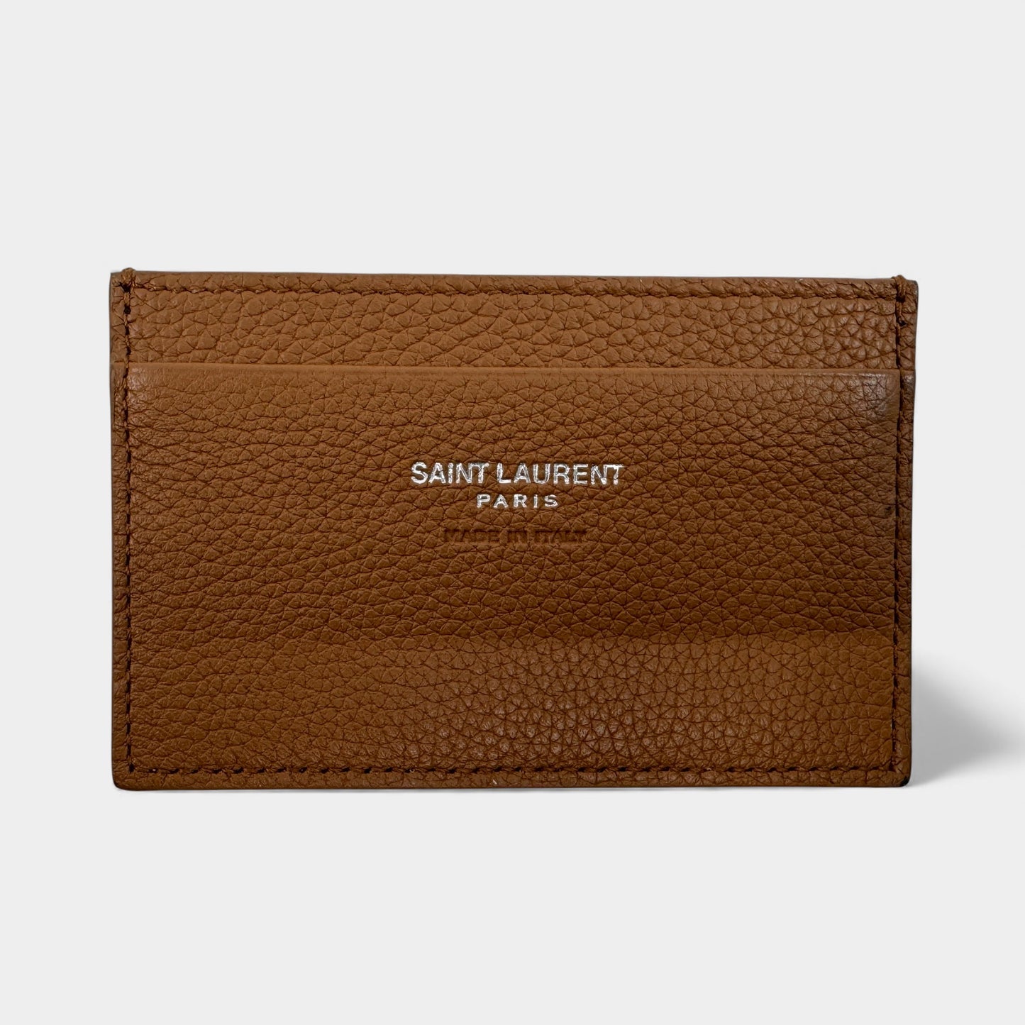 Saint Laurent Sac De Jour Tan Brown Pebbled Leather Wallet Purse