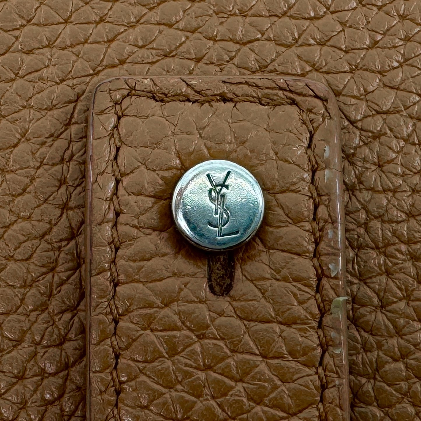 Saint Laurent Sac De Jour Tan Brown Pebbled Leather Wallet Purse