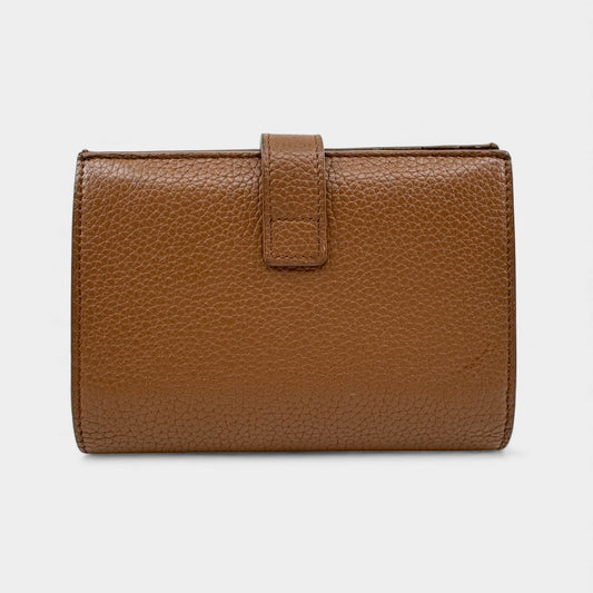 Saint Laurent Sac De Jour Tan Brown Pebbled Leather Wallet Purse
