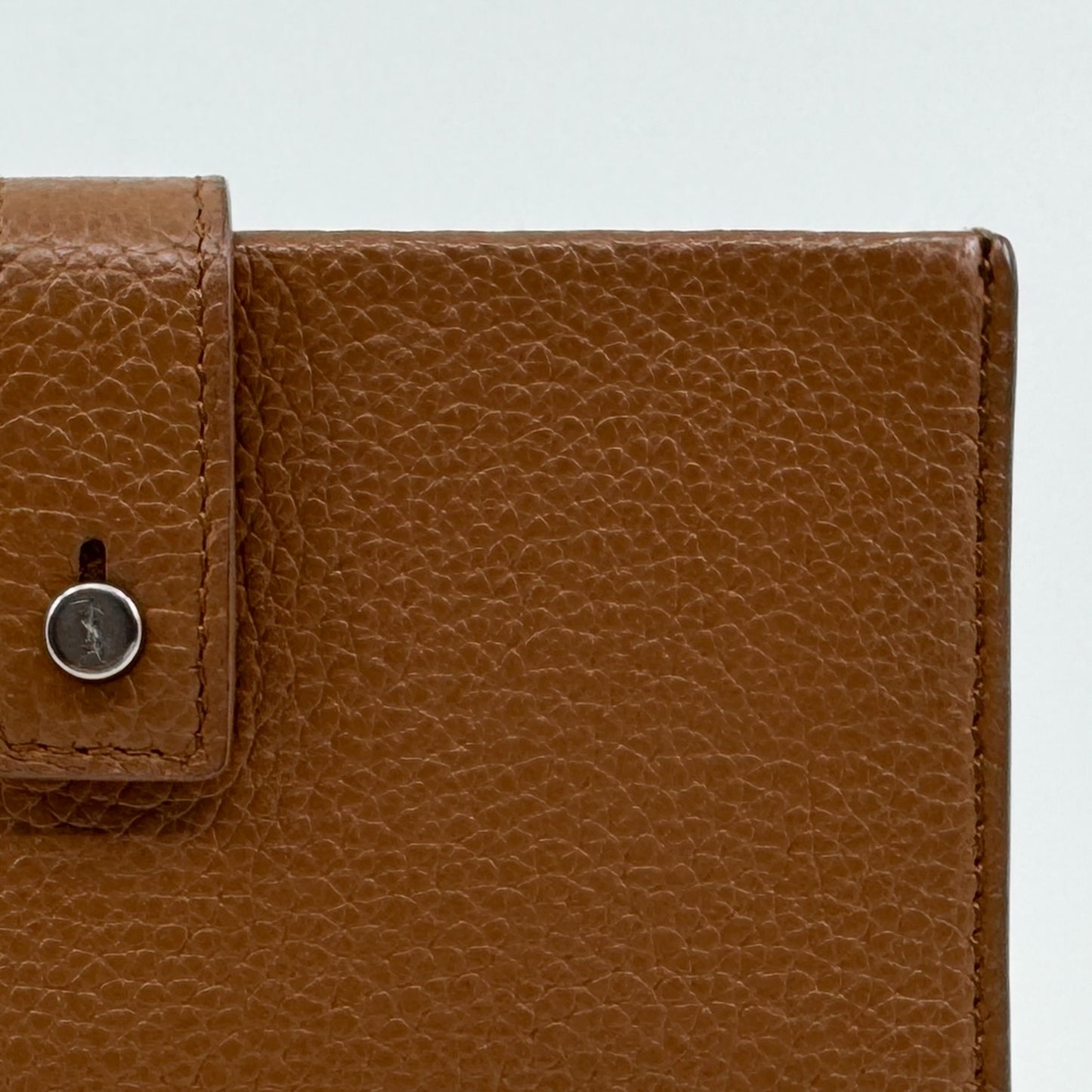 Saint Laurent Sac De Jour Tan Brown Pebbled Leather Wallet Purse