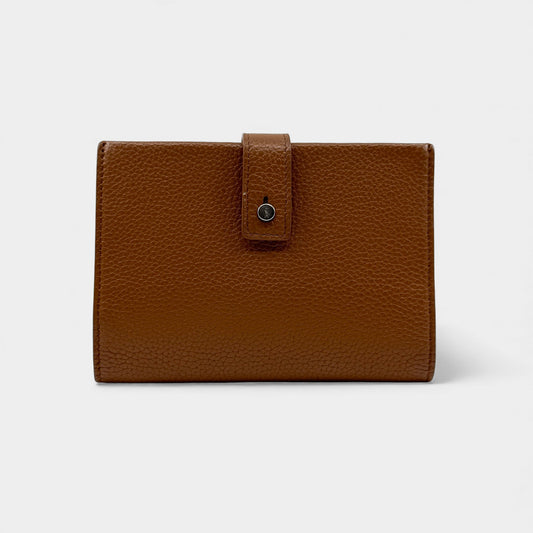 Saint Laurent Sac De Jour Tan Brown Pebbled Leather Wallet Purse