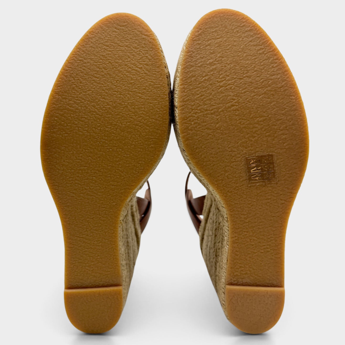 Saint Laurent Tribute Tan Brown Leather Wedge Espadrilles Sandals EU40.5 ~ AU9.5 [NEW]