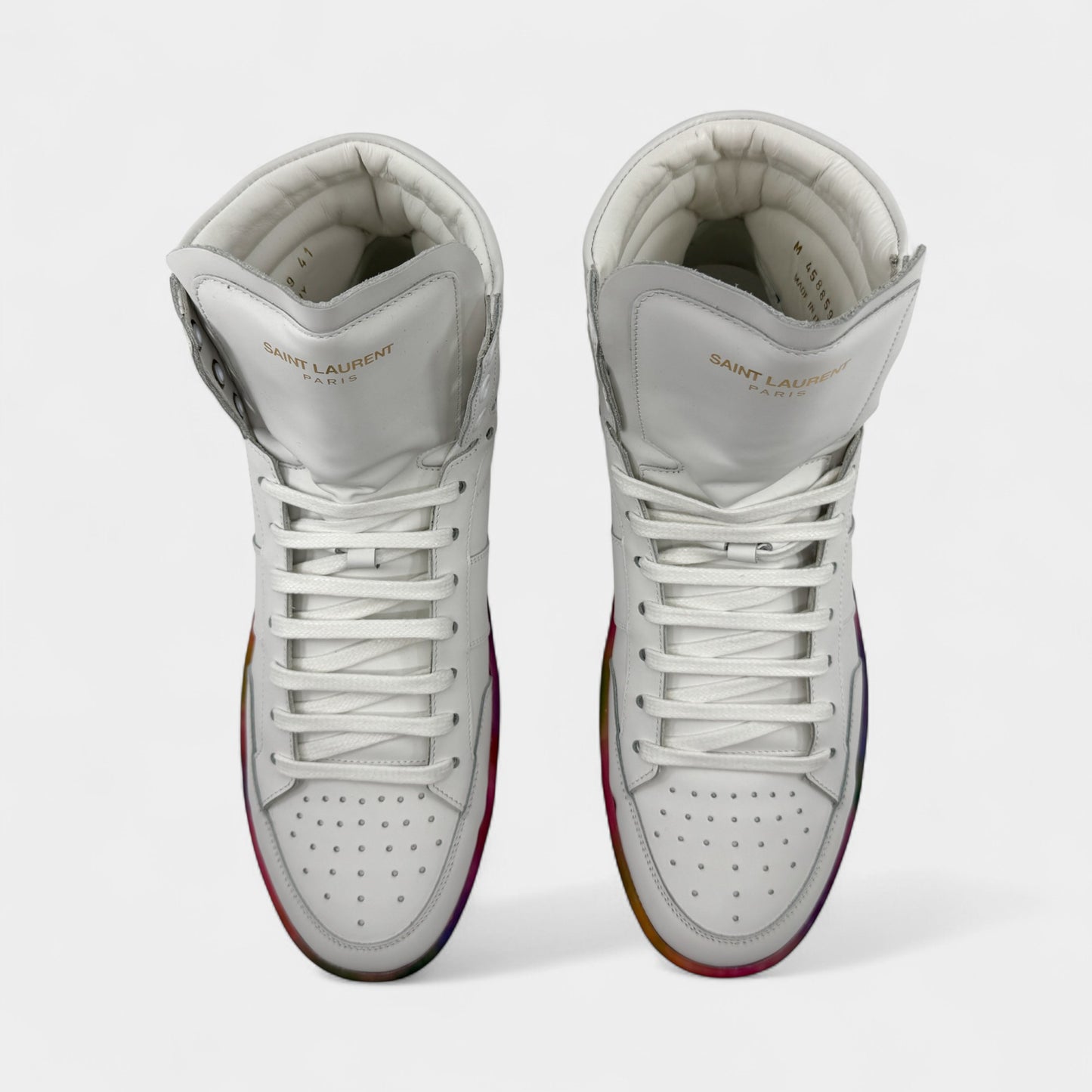 Saint Laurent White Leather Multicolour Sole Sneakers M8 ~ W10 ~ EU41